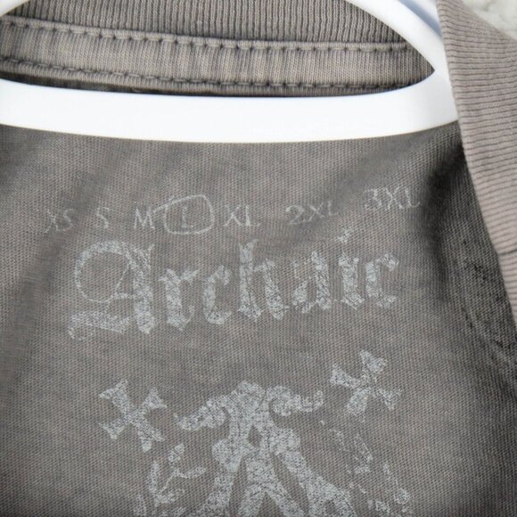 Archaic T Shirt Mens Large Gray Blue Gothic Crew Retro 90S Short Sleeve - Picture 8 of 10